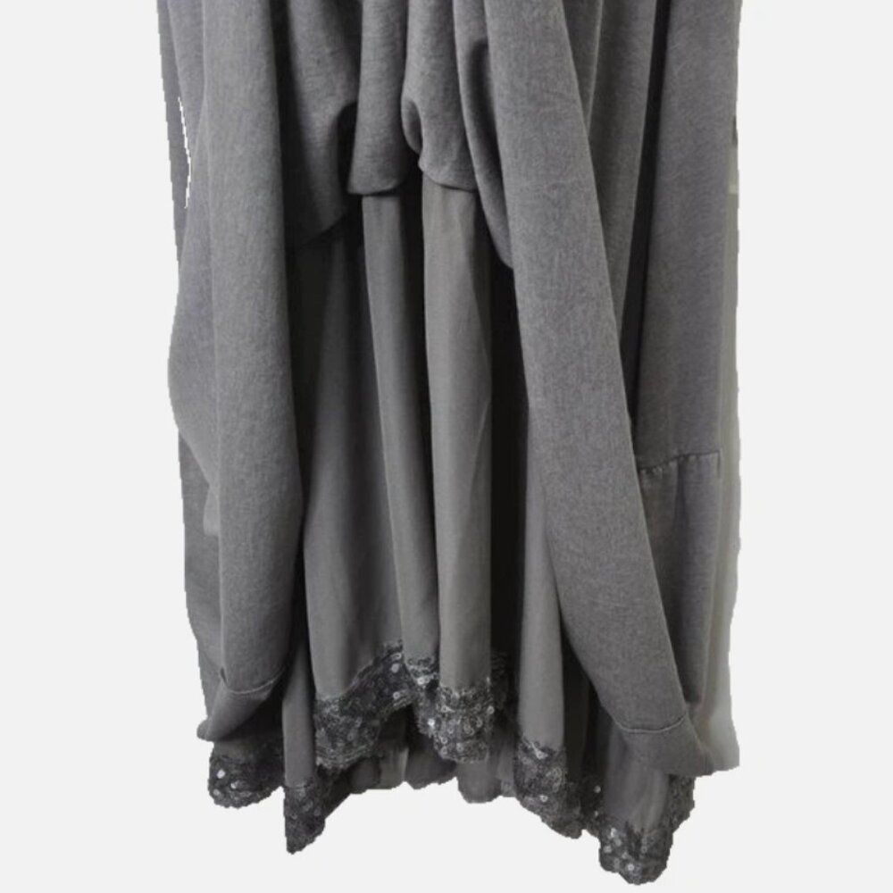 Banana Republic Gray XS Maxi Dress Ruffle High Low Cotton Modal Rhinestone - Picture 6 of 9